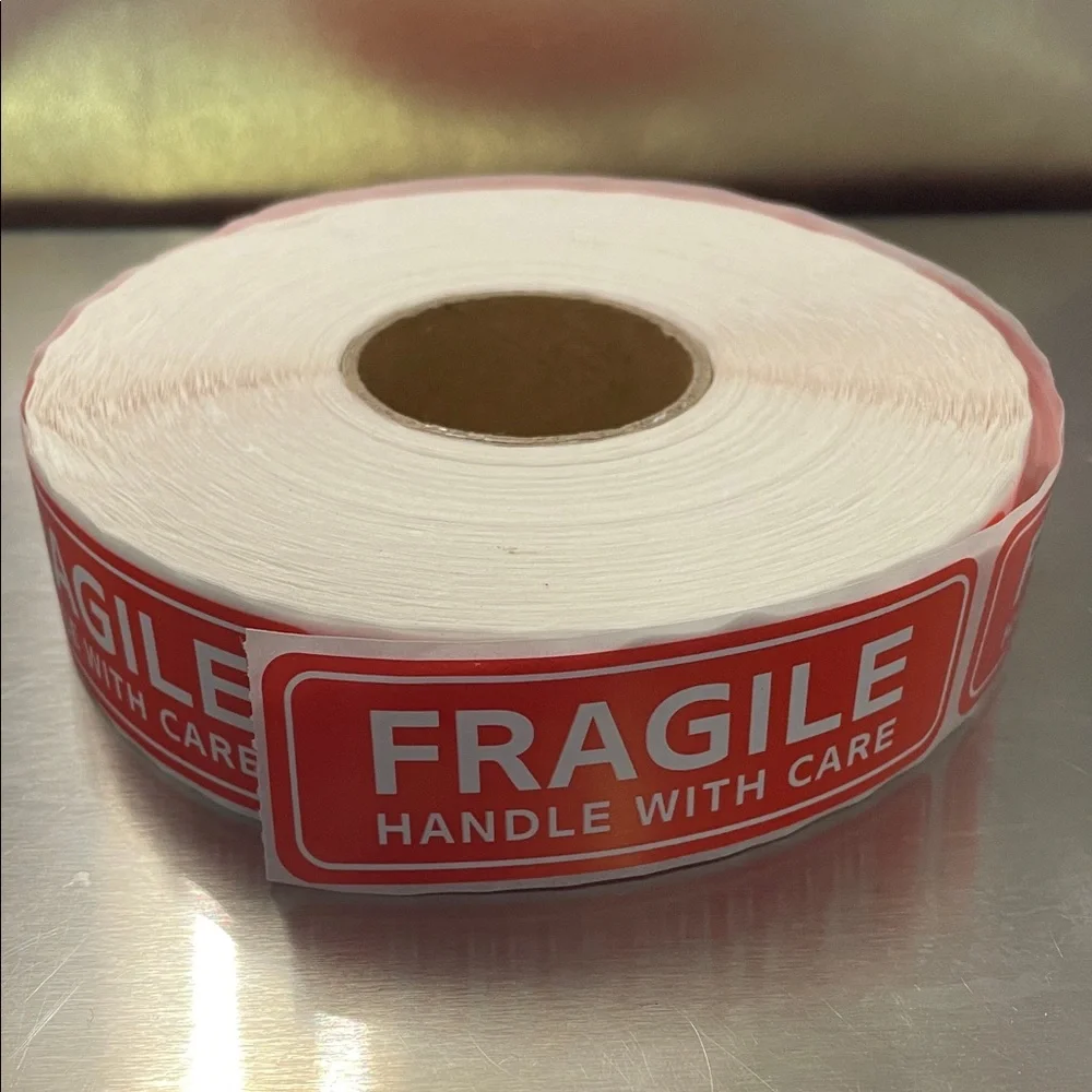 Red Fragile Handle With Care Label Roll